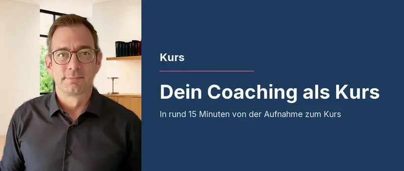 Thomas Kohns spricht in seinem Kursvideo in die Kamera, daneben der Kurstitel auf dunkelblauem Grund